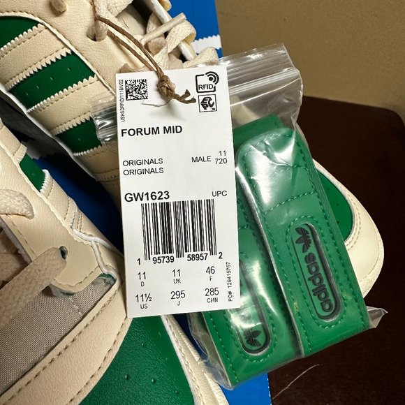 Adidas Mens White Green Forum Mid GW1623 Lace Up Sneaker Shoes Size US 11.5 - Picture 4 of 4